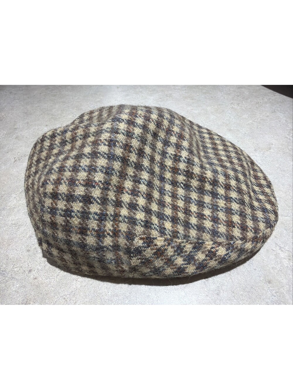 Vintage Wool Flat Cap English Tweed Driving Newsboy Country Hat Size L